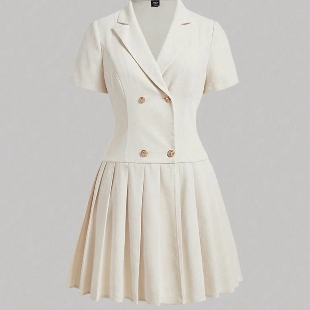 SHEIN Dbl Breasted Hem Blazer Dress